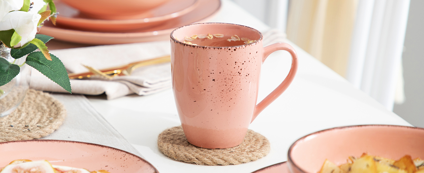 Сервіз Vancasso Serie Navia Teller, 32 елементи, на 8 осіб, сучасний дизайн (Рожевий, 16 елементів)