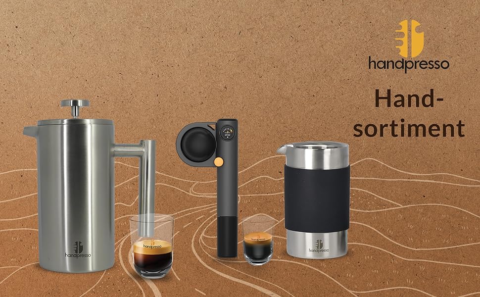 Handpresso Тревел Прес із чохлом 0,35 л | Двошарова французька прес-кавоварка з нержавіючої сталі | Ізотермічна кавова преса для подорожей, кемпінгу та дому