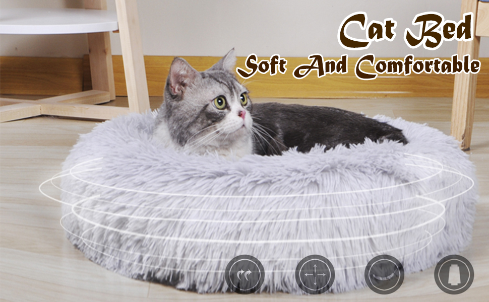 Кругле ліжко для собак та котів BVAGSS, плюшеве, донат, м'яке, зручне, для маленьких, середніх та великих собак та котів, XH034 (діаметр 50 см), (L 40 x B 40 x H 15 см), блакитне