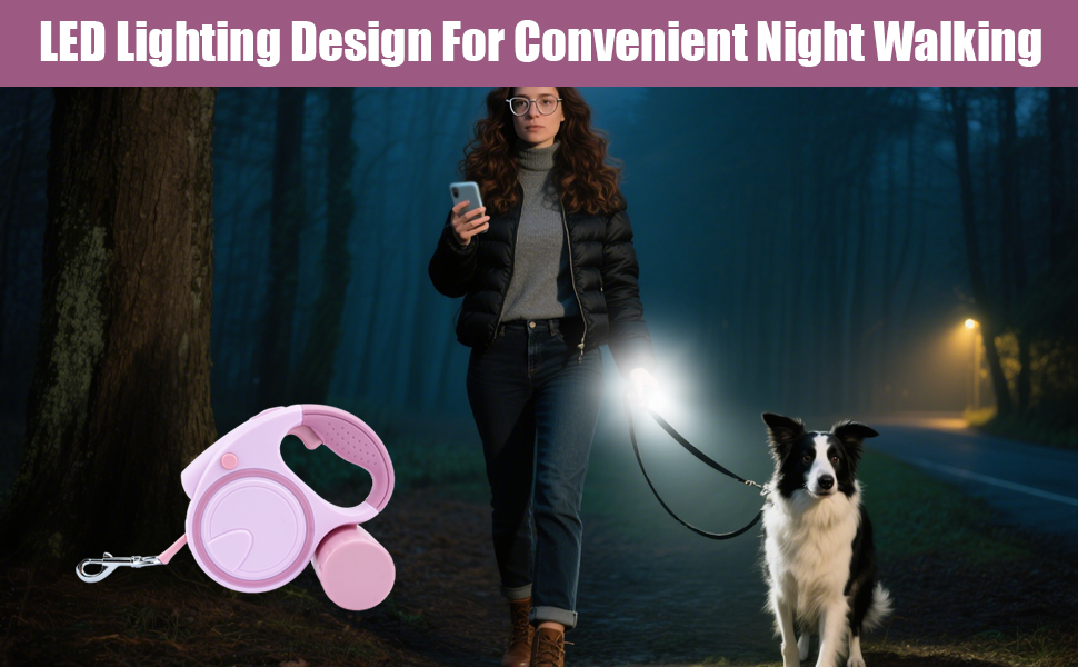 Висувна собача шлейка з LED, для собак малого та середнього розміру до 25 кг, з неслизькою ручкою та знімним контейнером для відходів (Зелена)