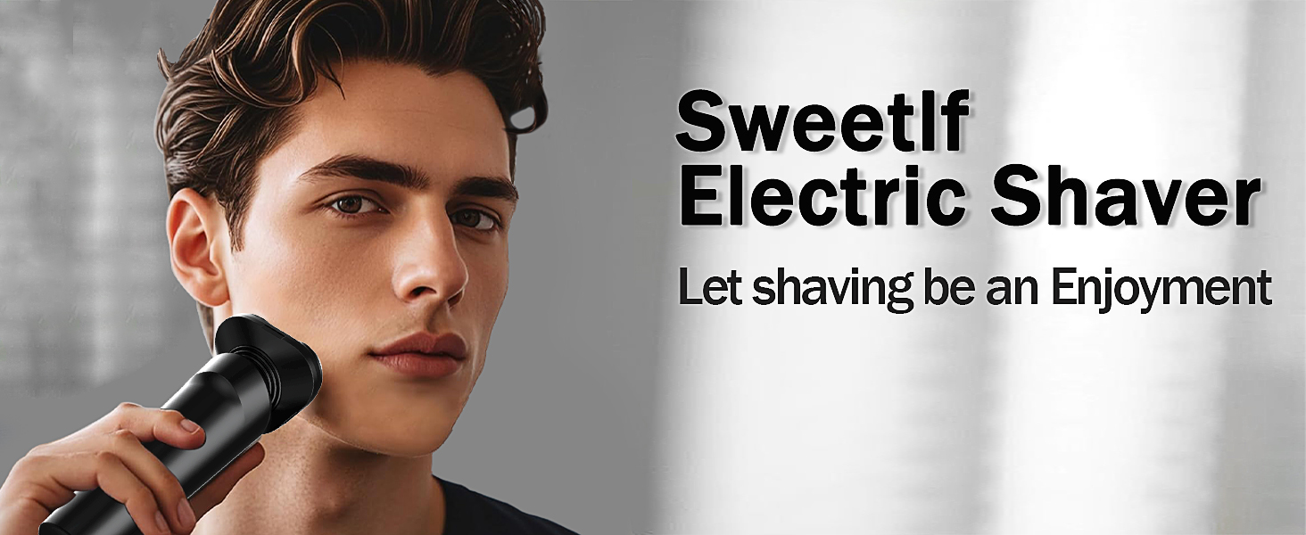 Електричний чоловічий бритва SweetLF з прецизійним тримером, мокрий/сухий, 5D ротаційний, перезаряджуваний, з блокуванням від перенесення, бездротовий (чорний)