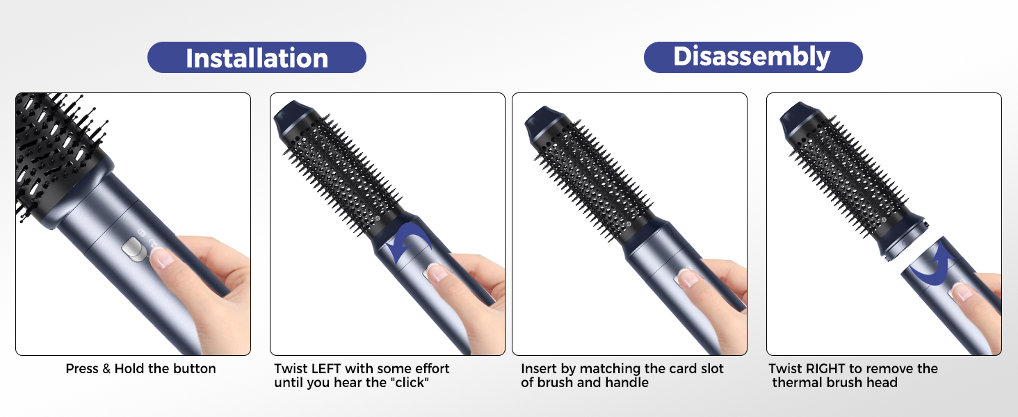 OKWRAP Haarstyler 5-в-1: Airbrush, фен, плойка, щітка для об'єму та локонів (блакитний)