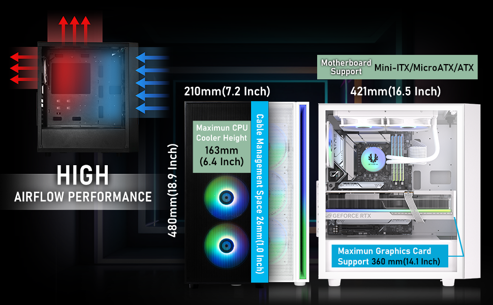Корпус ПК Mid Tower BITFENIX Fang ARGB (Чорний)