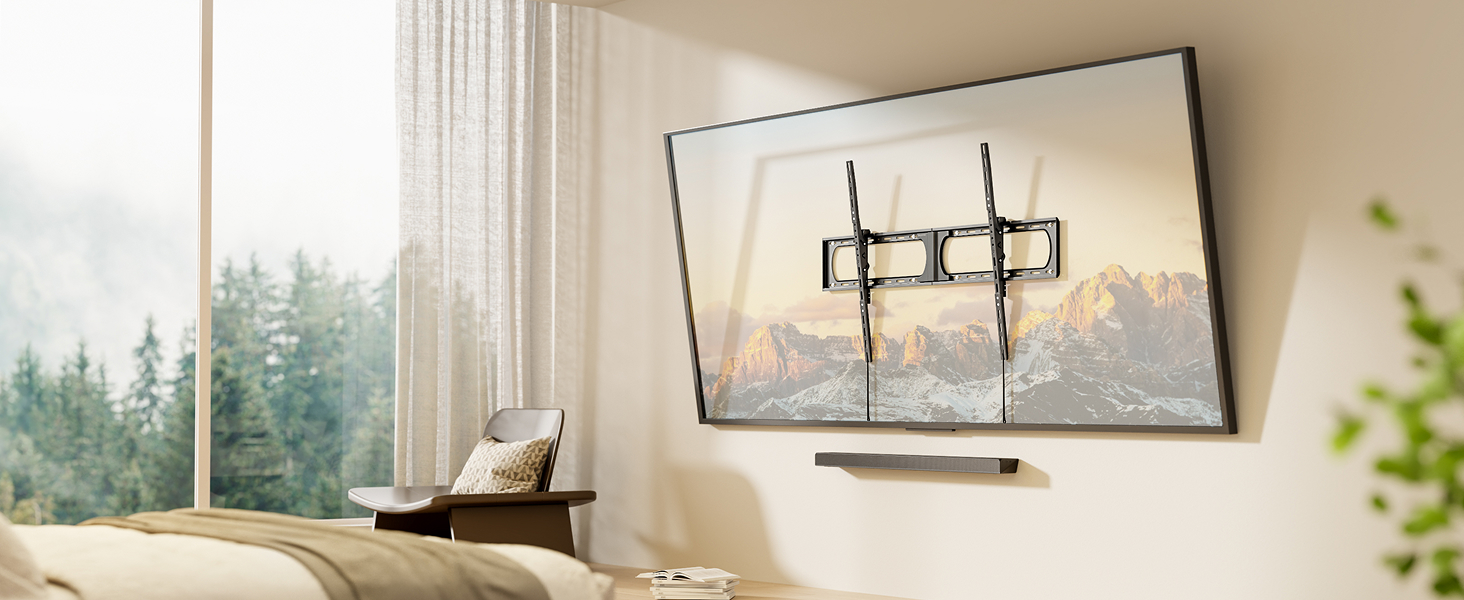 Кріплення для телевізора monTEK Heavy Duty, настінне кріплення для телевізорів 37-140 дюймів, до 136 кг, ультратонкий профіль 32 мм, сумісне з дерев'яними стійками 406/450/600 мм, VESA до 1200x800 мм, регульоване нахилом