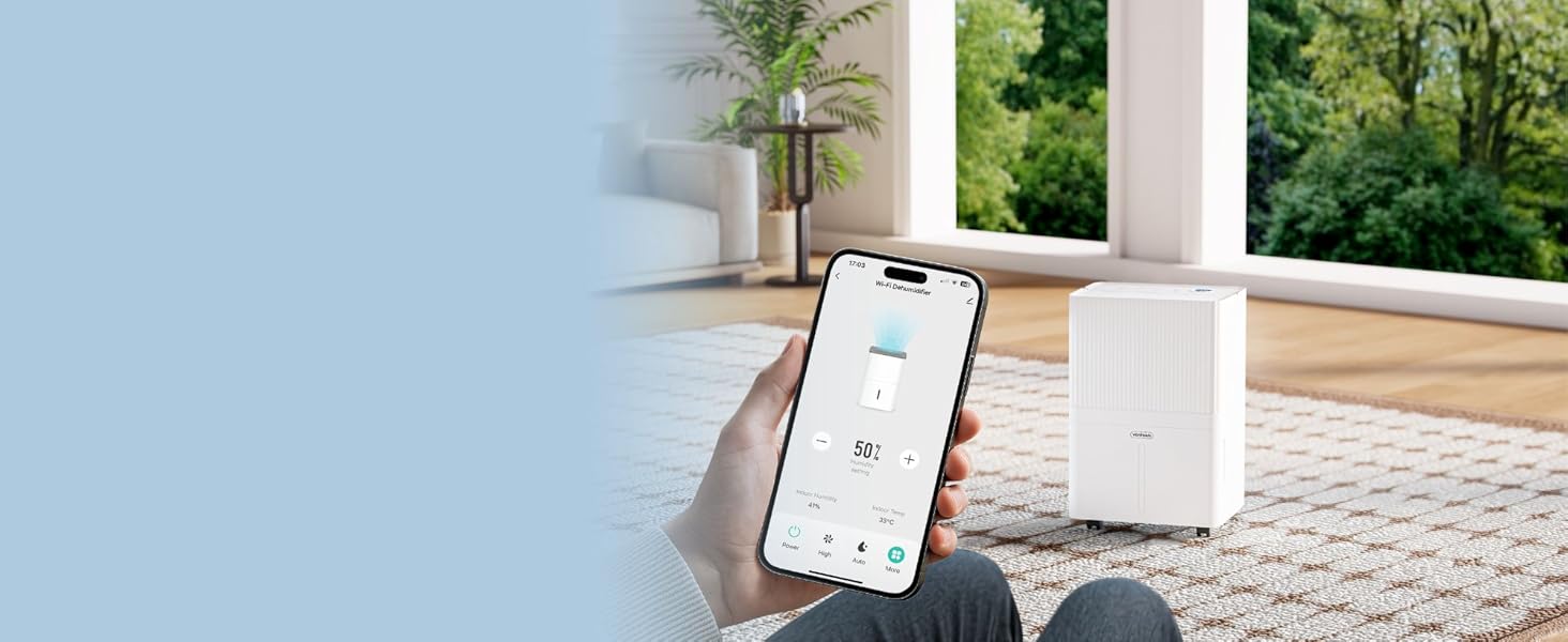 Електричний осушувач повітря VonHaus 20л/24г з Wi-Fi, для підвалу та кімнат до 20м², з таймером та шланг для зливу, сумісний з Alexa & Google Home