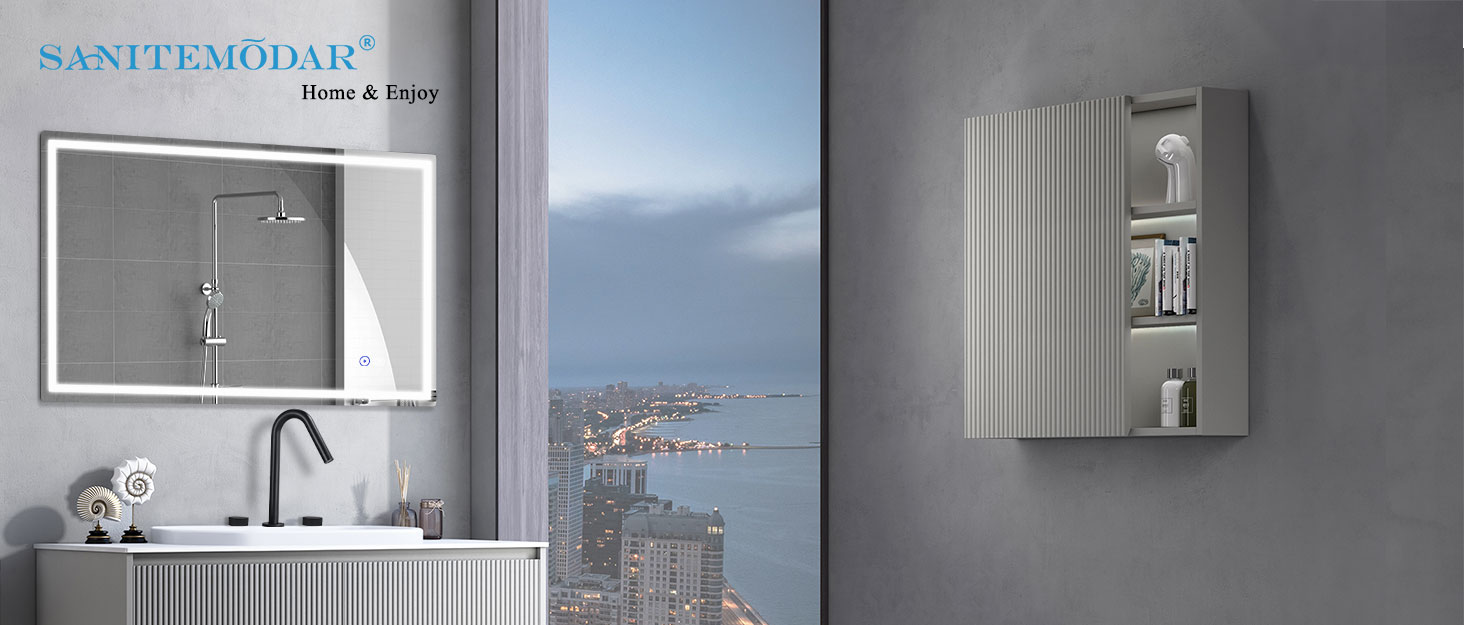 Дзеркало для ванної кімнати Sanitemodar LED 50x70 см з підсвічуванням, протизапотівальне, з сенсорним вимикачем