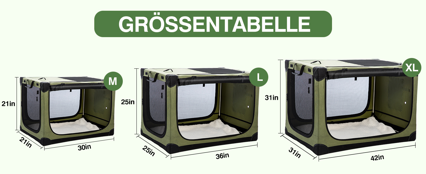 Складана переноска для собак середніх порід, 76x54x54 см, зелена. Зручна переноска для автомобіля з регульованим дизайном, міцна сітка та м'яка підстилка для дому та подорожей