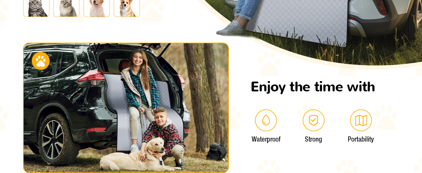 Захист для багажника автомобіля для собак: водонепроникний та стійкий до подряпин килимок з захистом бокових панелей та краю багажника. Легкий у догляді та міцний. Сірий колір.