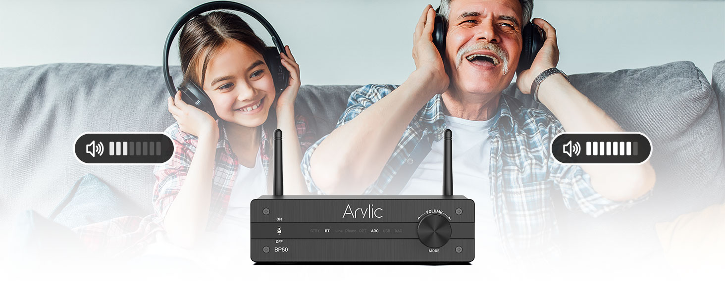 Arylic BP50 Bluetooth 5.2 Аудіоприймач для стереосистем з aptX, HDMI ARC, Phono входом та Free App. Bluetooth аудіоадаптер з DAC, RCA виходи для AV-ресивера або стерео-попереджувача.