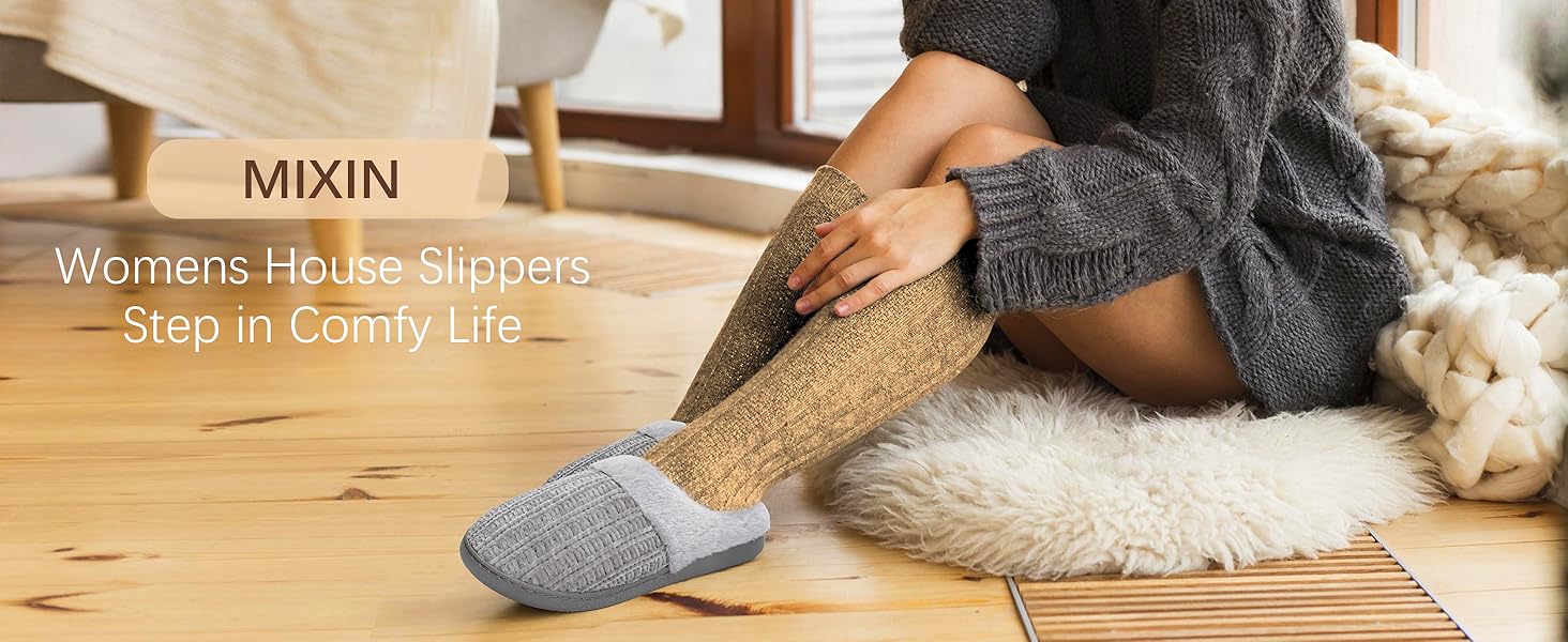Жіночі тапочки MIXIN з пам'яті піни, теплі в'язані домашні тапочки, зручні сліпони, рожеві, 39 EU