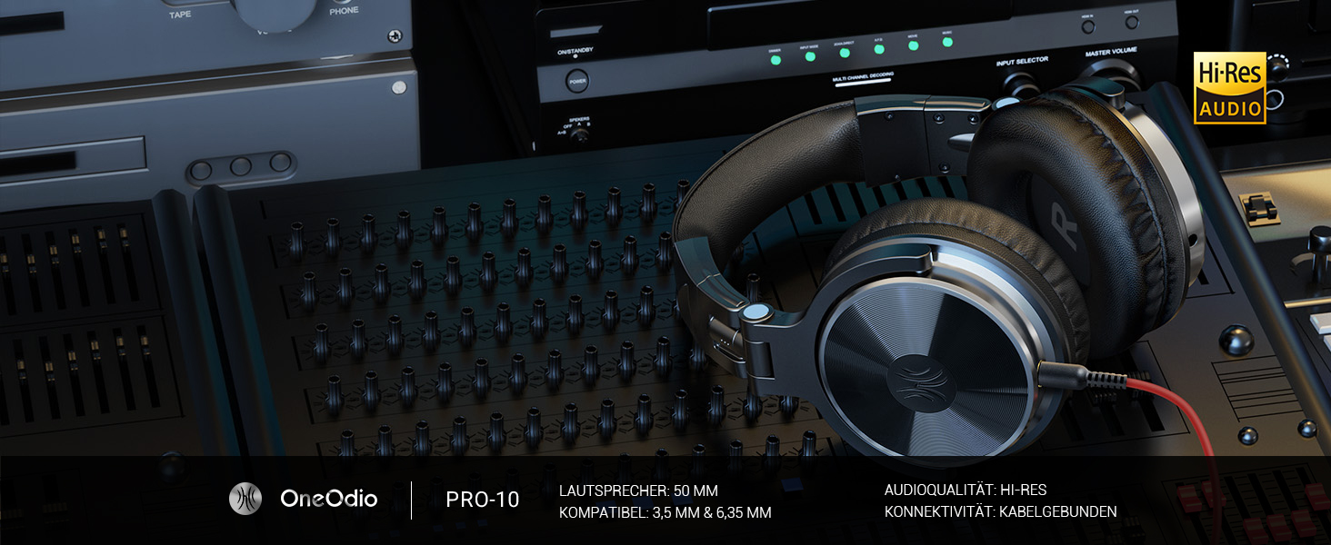 OneOdio Pro-10: DJ навушники з провідним підключенням, 50 мм драйвер, бас, 6.35/3.5 мм, Share-Port, для студії, подкастів, моніторингу, телефону, ПК, MP3/4