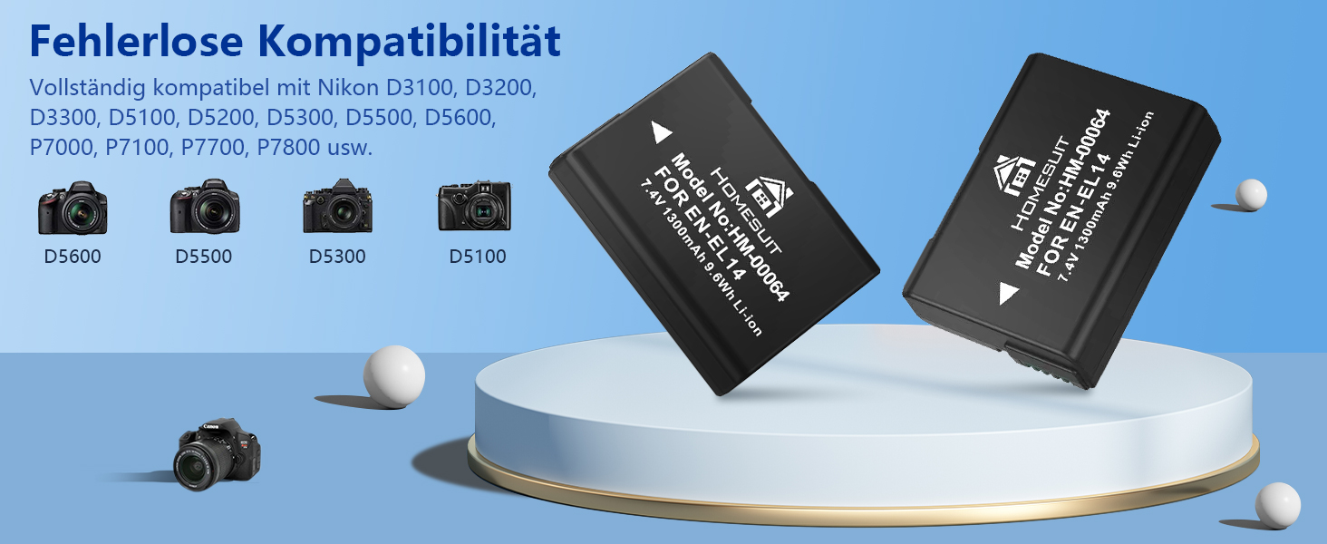 Акумулятор EN-EL14 1300mAh для Nikon + USB LED зарядний пристрій (2 шт.)