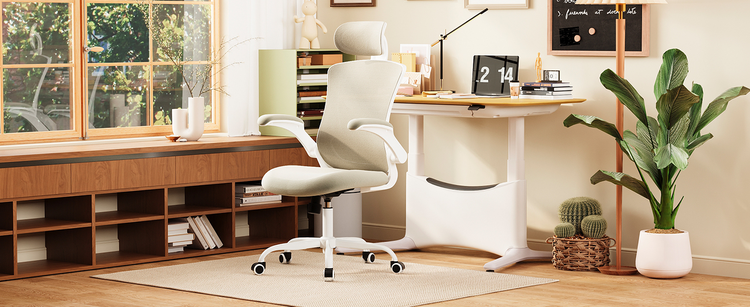 Офісне крісло Colamy Ergonomic з регульованою підголівником та поперековою підтримкою, Khaki