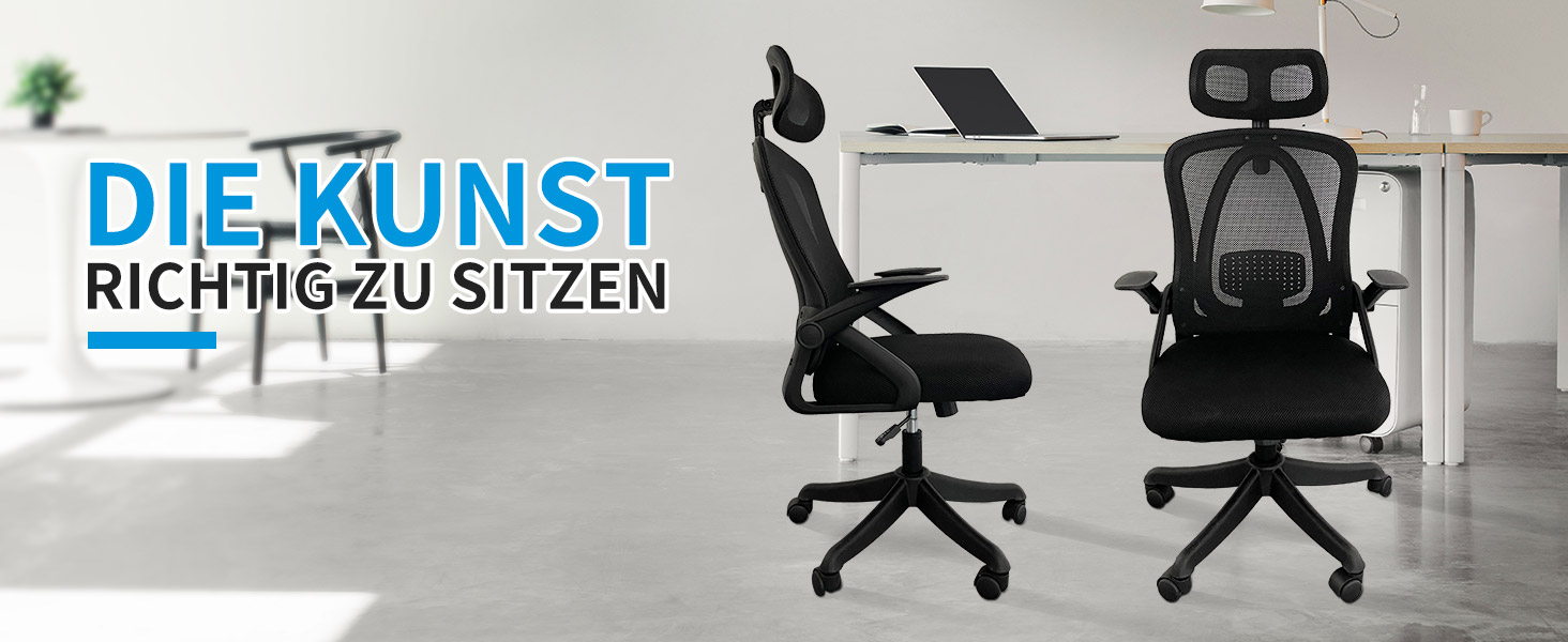 Ергономічне крісло для офісу: регульовані підлокітники, 3D-підголовник та поперекова підтримка, функція гойдання та нахилу (білий та чорний)