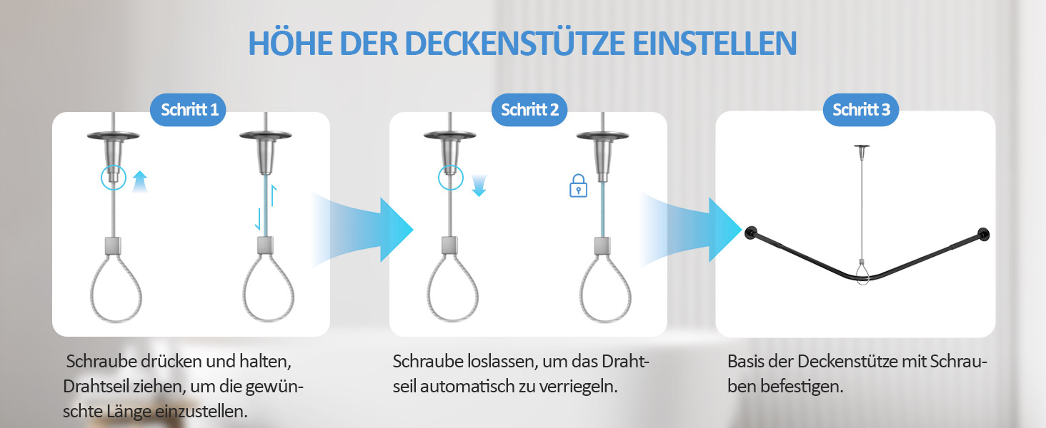 Штанга для душу L-подібної форми, регульована 60-134 см, з кріпленням для штори та опорою для стелі, чорна. Підходить для ванни/ванної кімнати. Потрібно свердління.