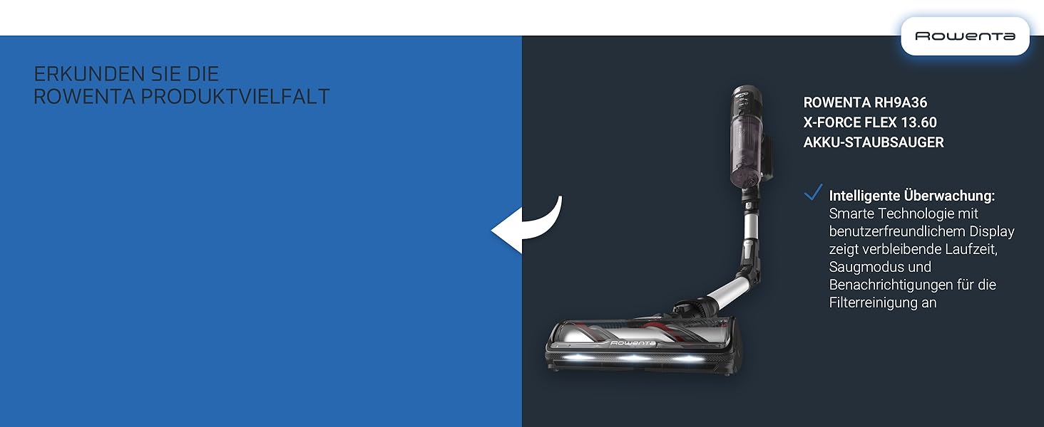 Rowenta X-Pert 6.60 акумуляторний пилосос: потужність 100W, 45 хв роботи, бездротовий, без мішка, LED-насадка, легкий, 0,55 л контейнер для сміття, насадка для щілин та кріплення на стіну, чорний/темно-сірий, RH6831EO