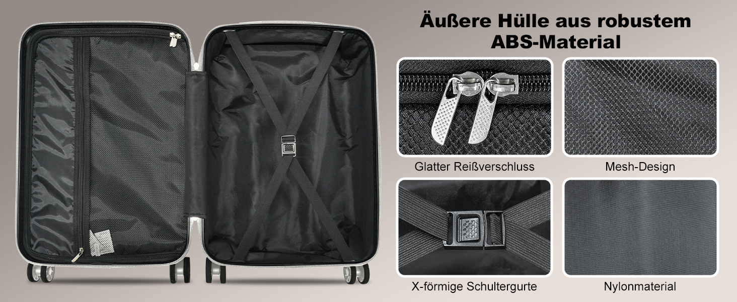 Набір валіз Joyway 6шт з TSA-замком, 4 колеса, зелений (білий), включає багатофункціональну сумку та кулькову сумку