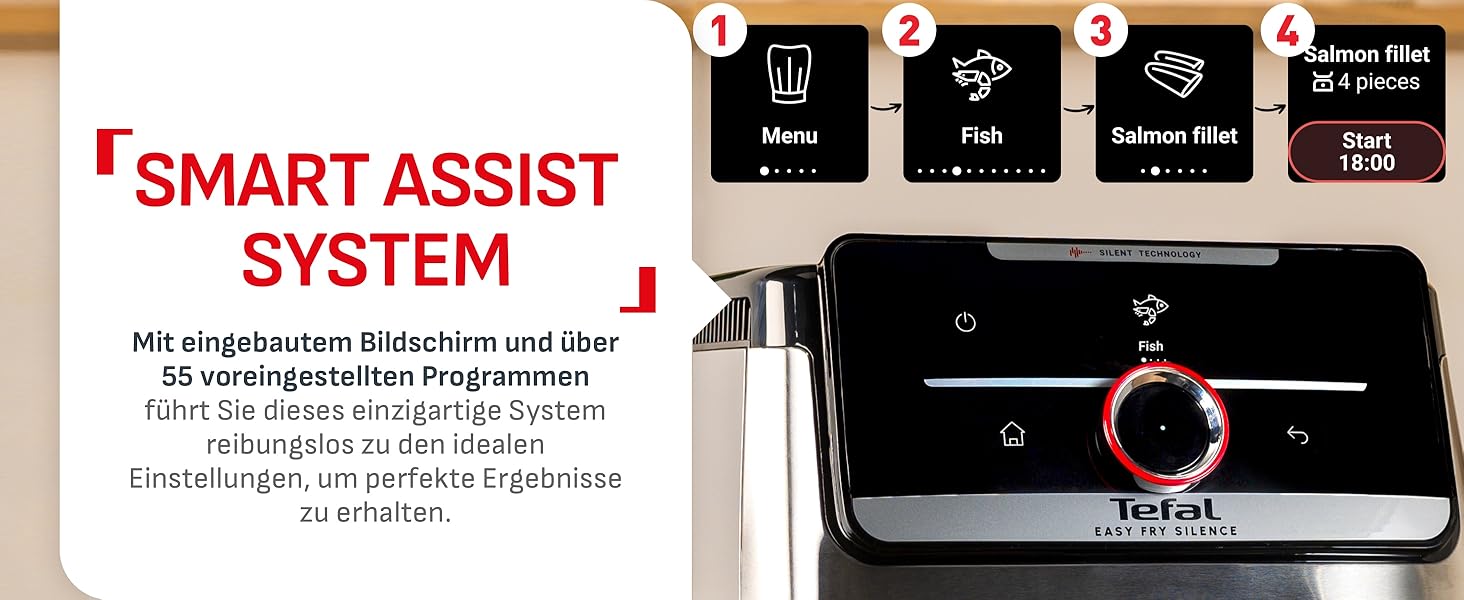 Фритюрниця Tefal Easy Fry Silence 7л з оглядовим вікном, біла (EY8421E0) - аерофритюрниця з тихим режимом, 10 програм, до 8 порцій