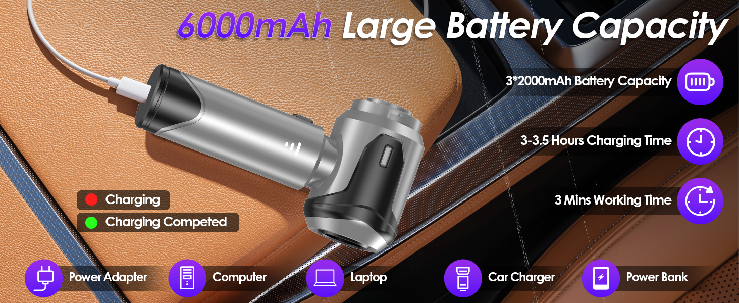 Бездротовий ручний пилосос Unipampa 16000PA, 100W, 6000mAh, для дому, авто, офісу, видалення шерсті тварин (сірий)