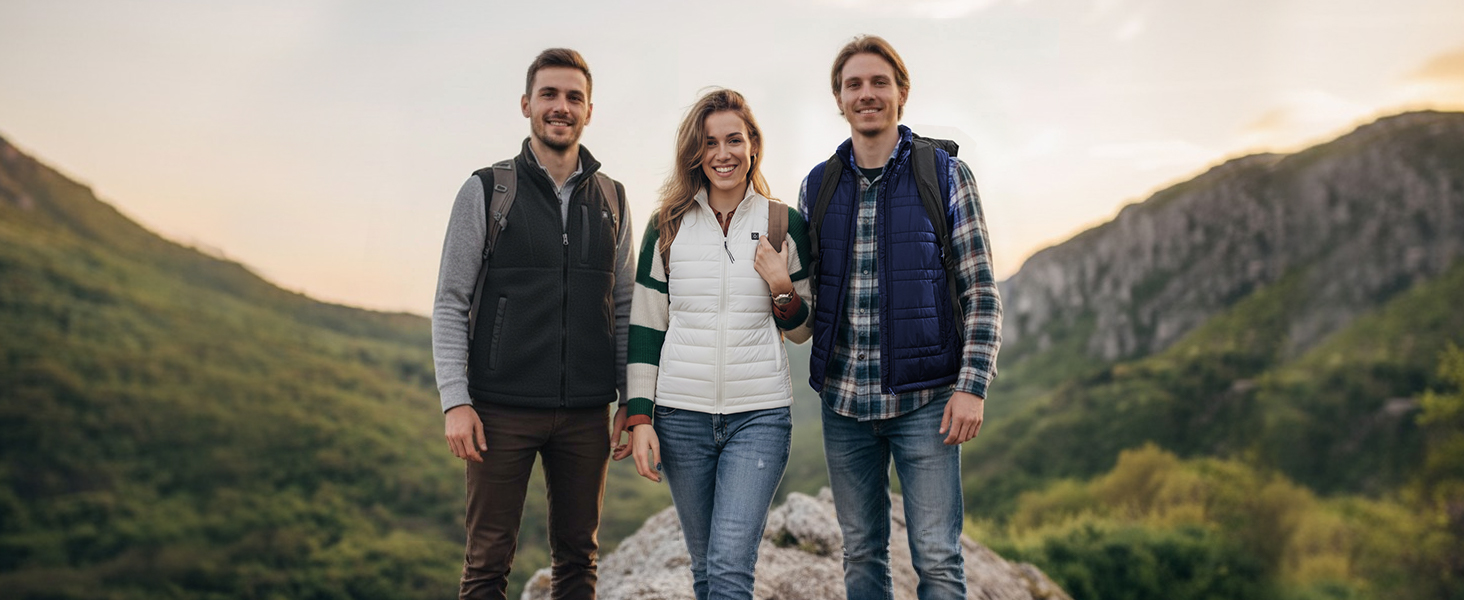 Обогреваемая жилетка UNBON для мужчин и женщин с Powerbank 10000mAh USB, 3 режима нагрева, 6 зон обогрева, жилетка-куртка с аккумулятором (M, Синий)