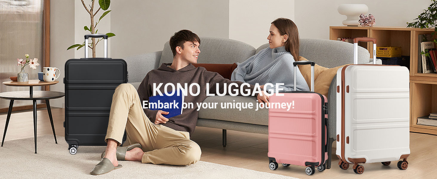 Чемодан KONO 24 дюйми, ABS, з TSA-замком, 4 колеса, 65×44×25.5 см, кремовий