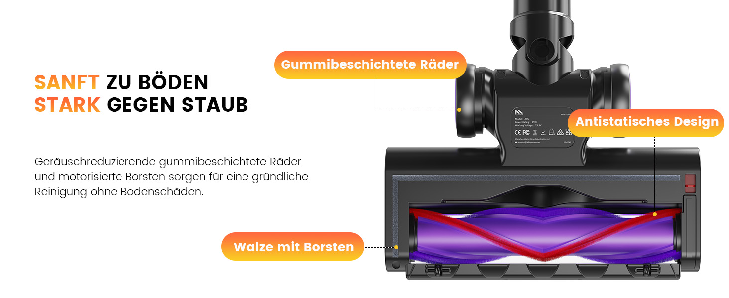 Бездротовий акумуляторний пилосос AlloyMove A05: 50000Pa, 550W, 80 хвилин, LED-дисплей, антизаплутана щітка, 7-ступенева фільтрація, для тварин, твердих поверхонь та килимів