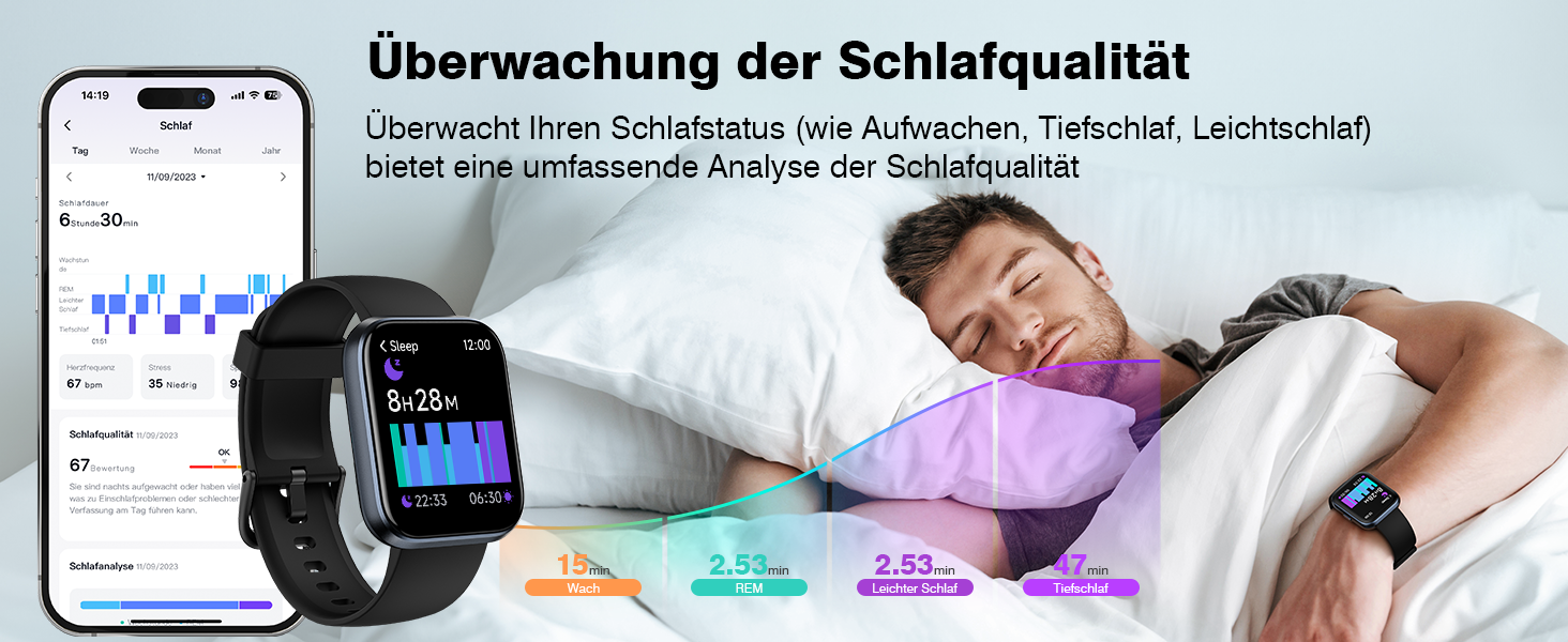 Fitpolo Розумний годинник для чоловіків та жінок, 1.8' з функцією телефону/Alexa, фітнес-годинник з моніторингом серцевого ритму/сну, водонепроникний IP68 для iPhone/Android, чорний