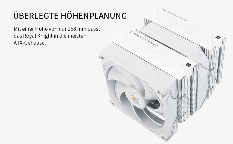 Кулер для процесора Thermalright Royal Pretor 130 Ultra White, двовежевий повітряний охолоджувач з 7 тепловими трубками для AM4/AM5, Intel LGA1851/1700/115x/2011, білий