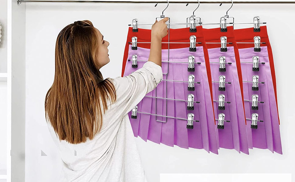 Набір з 2 металевих вішалок для штанів з регульованими затискачами, чорного кольору, універсального розміру