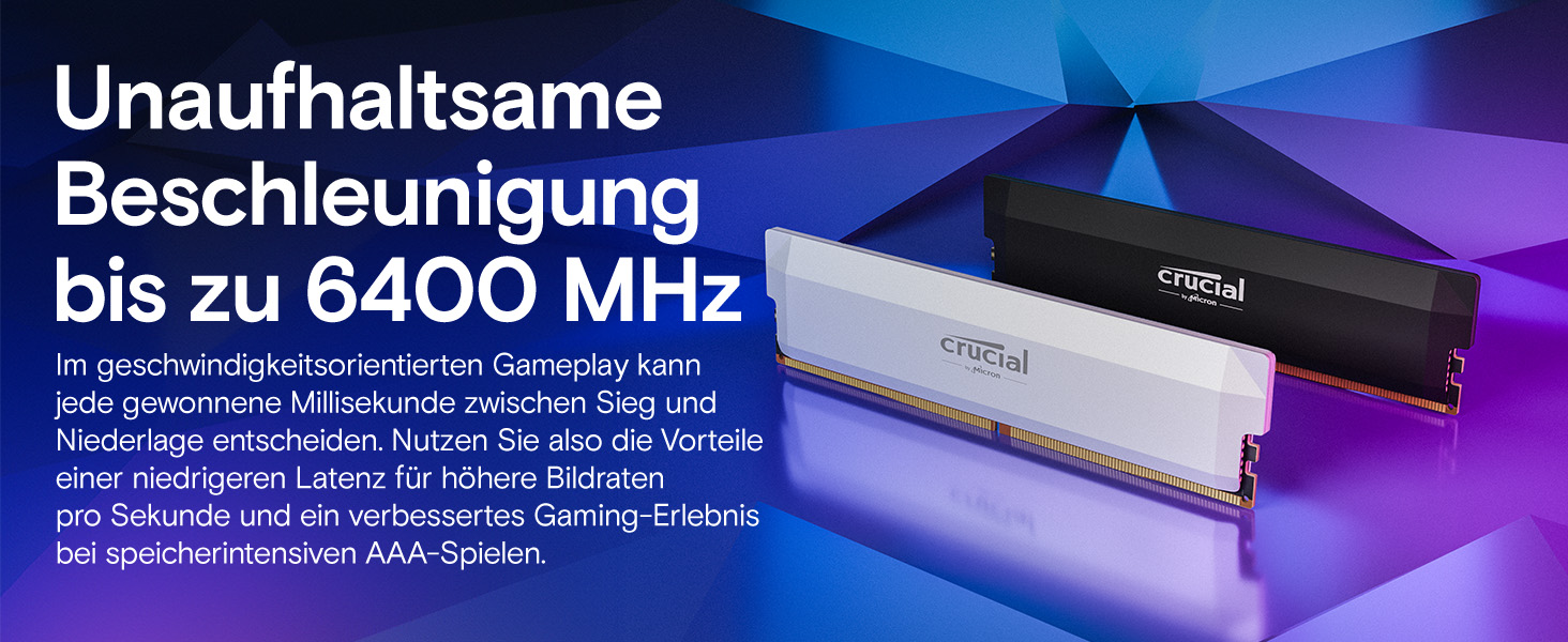 Crucial Pro DDR5 RAM 32GB (2x16GB) 6000MHz CL36 - ігрова оперативна пам'ять для ПК, Intel XMP 3.0 / AMD Expo, чорний