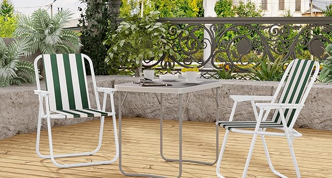 WOLTU Folding Camping Chairs, 2-Pack, Foldable Chair, Comfortable, Fishing Chair, Ultra-Lightweight with Armrests for Picnic, Outdoor, Hiking, Garden, Balcony, (White+Green)