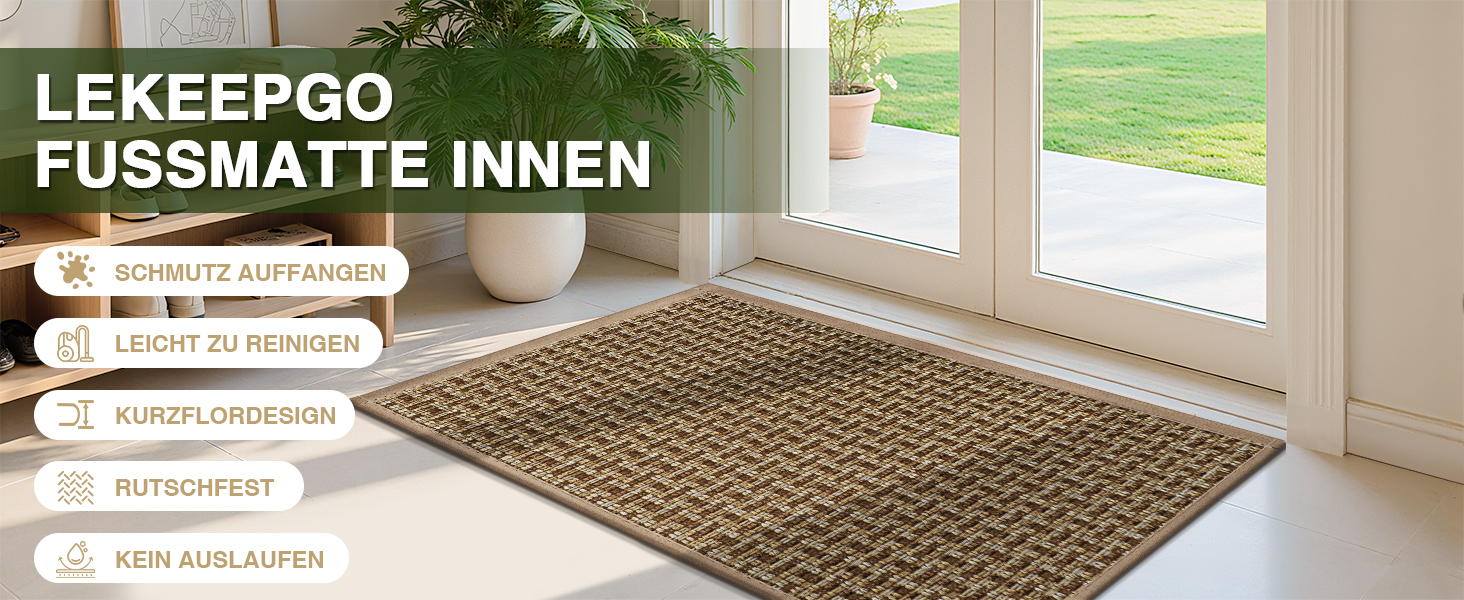 При welcoming-килимок LEKEEPGO для входу, протиковзний вологопоглинаючий килим у передпокій, що миється, коричневий, 43x75 см
