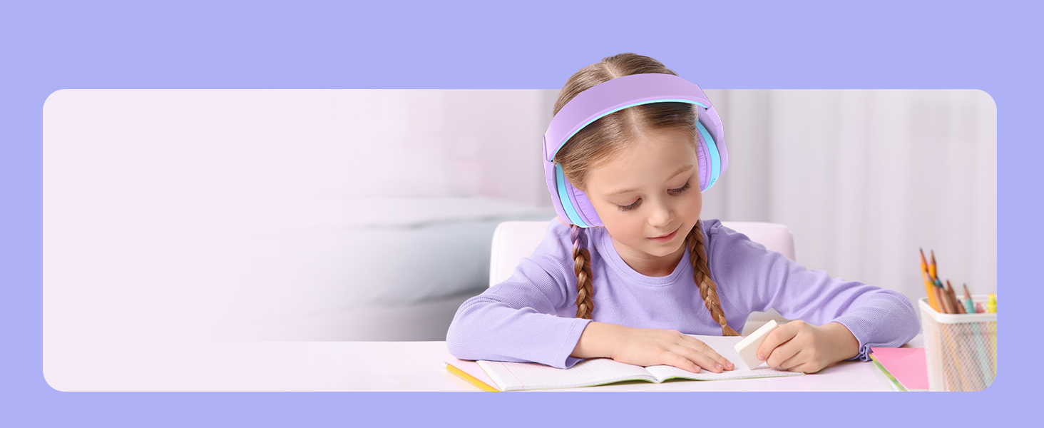 iClever Бездротові навушники для дітей з LED-підсвічуванням, Over-Ear, Bluetooth 5.2, мікрофон, BTH12, фіолетовий