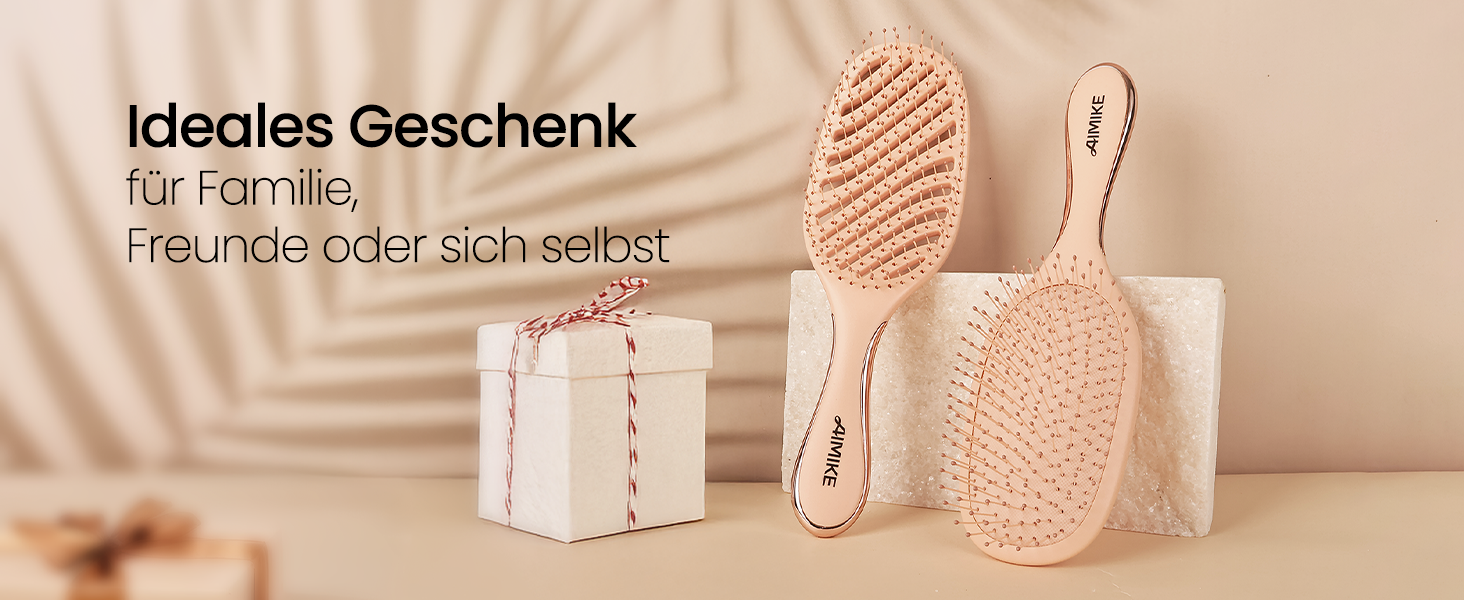 AIMIKE Рожева щітка для розплутування волосся Luxe Entwirrbürste - безболісна, з вентиляцією та ультрам'якими щетинками FlexGlide, для жінок, дівчаток та дітей