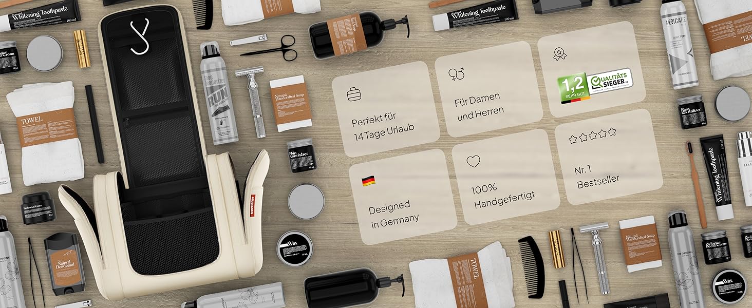 Чоловіча/жіноча/дитяча дорожня косметичка-органайзер Traveaner, 7 відділень, 3-в-1, XXL, водовідштовхувальна, кремово-бежева