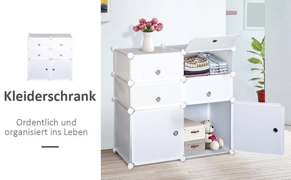 HOMCOM Shoe Cabinet, Shelf with Storage Boxes, Wardrobe, Plastic, Steel, White, 75 x 37 x 73 cm