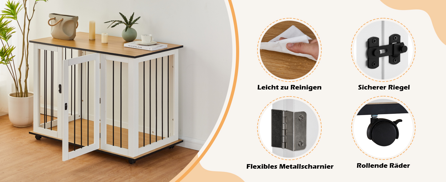 Тамбур для собак TUKAILAi, стильний будиночок для собак в інтер'єрі, клітка для собак, переноска для собак, білий та коричневий