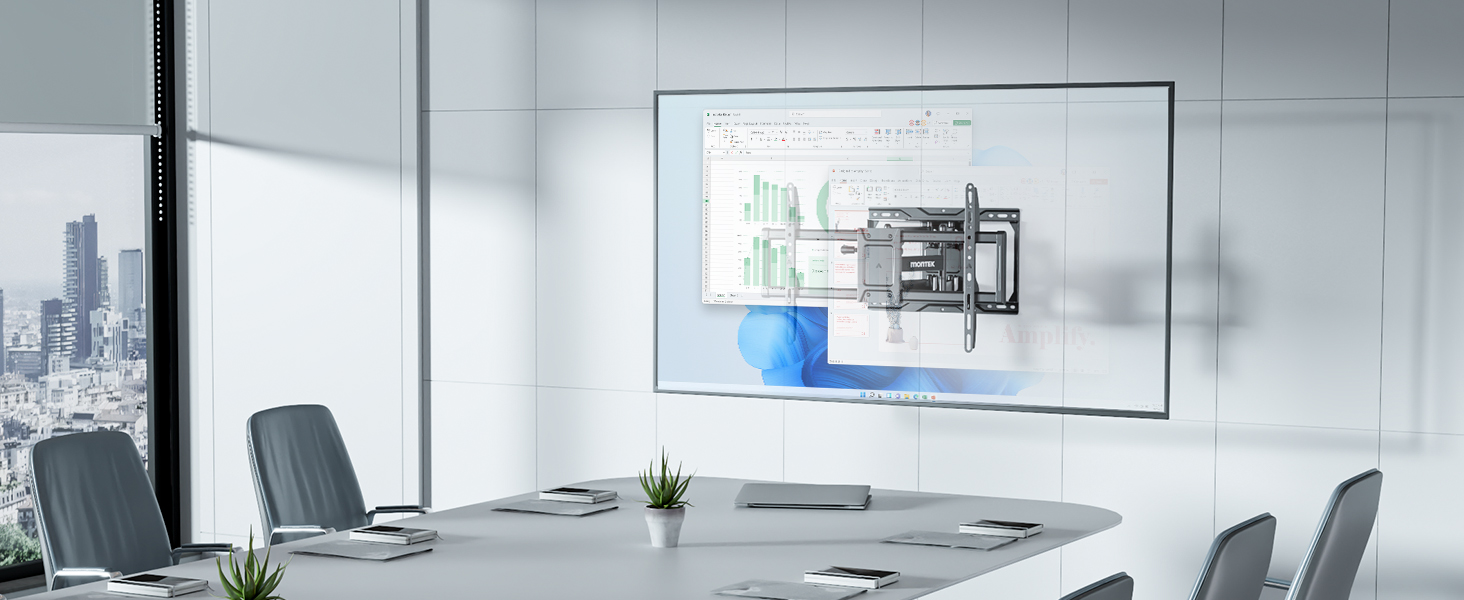 Настінна кріплення для телевізора monTEK, 37-90 дюймів, до 75 кг, з подвійними шарнірними руками, регулювання нахилу, поворот і витягування, VESA 600x400