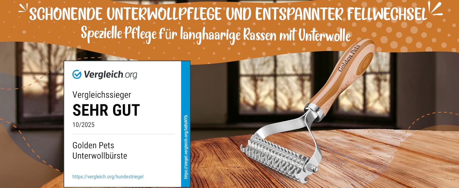 Щітка для підшерстка собак та котів, бамбукова, M-L | TESTURTEIL SEHR GUT
