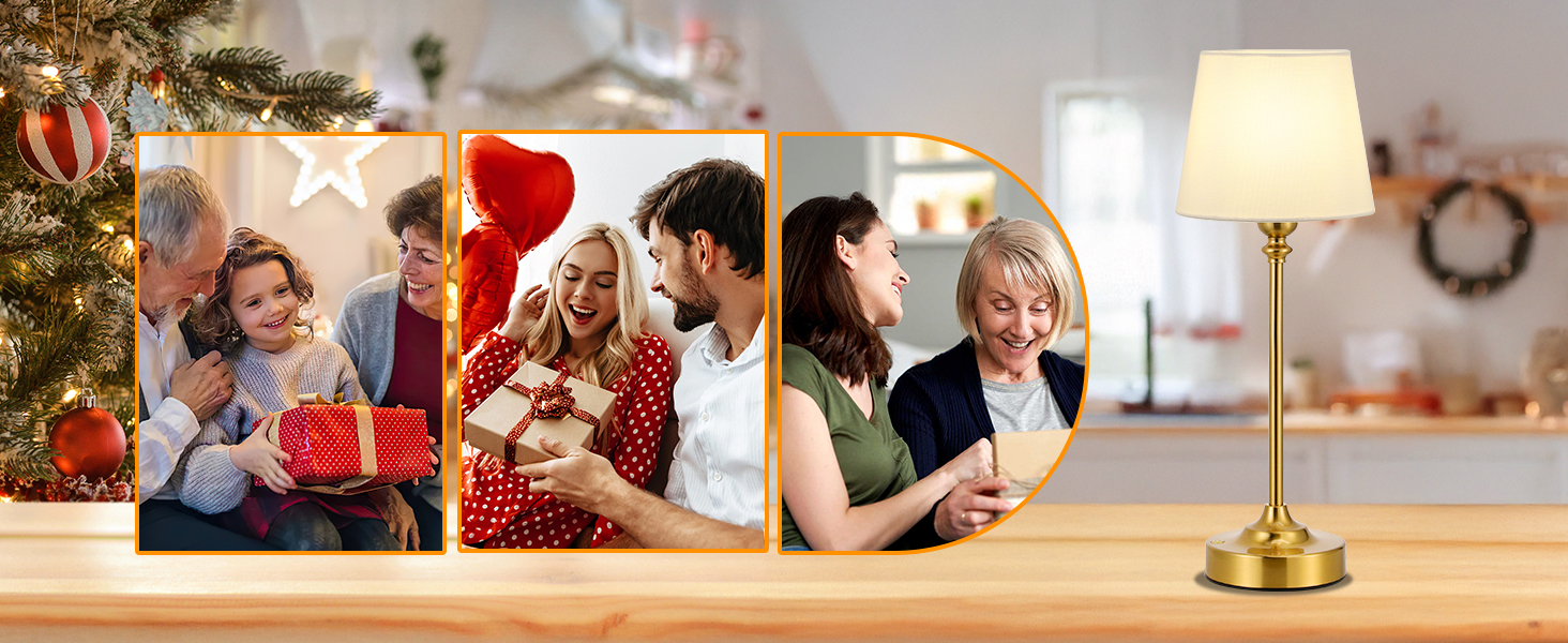 LED настільна лампа бездротова з торшером з льону, сенсорне керування, регулювання яскравості, USB-C, для спальні, вітальні, мідна, 40 см