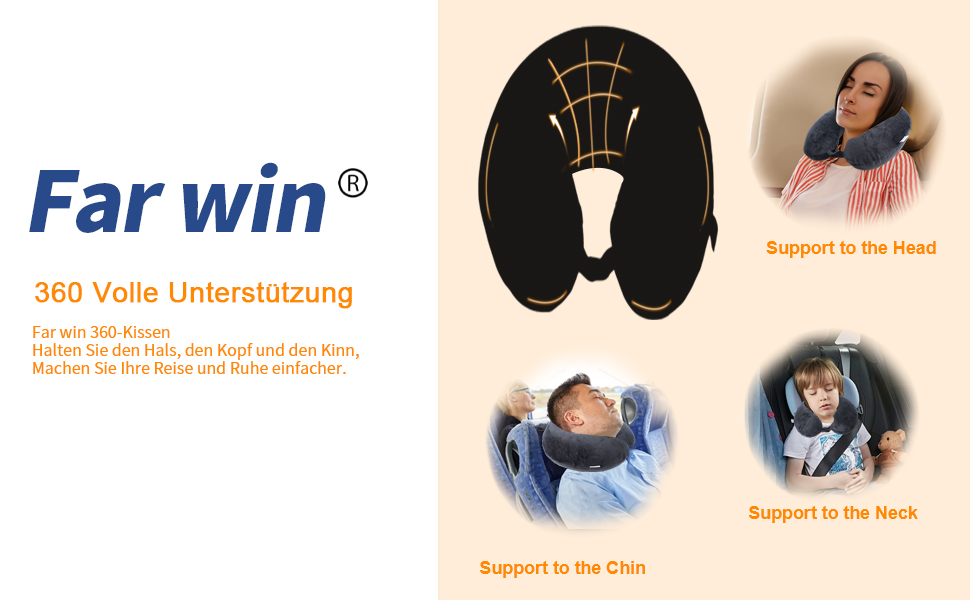 Подушка для шиї, 100% Memory Foam, U-подібна, чорна - для подорожей, авто, дому, офісу