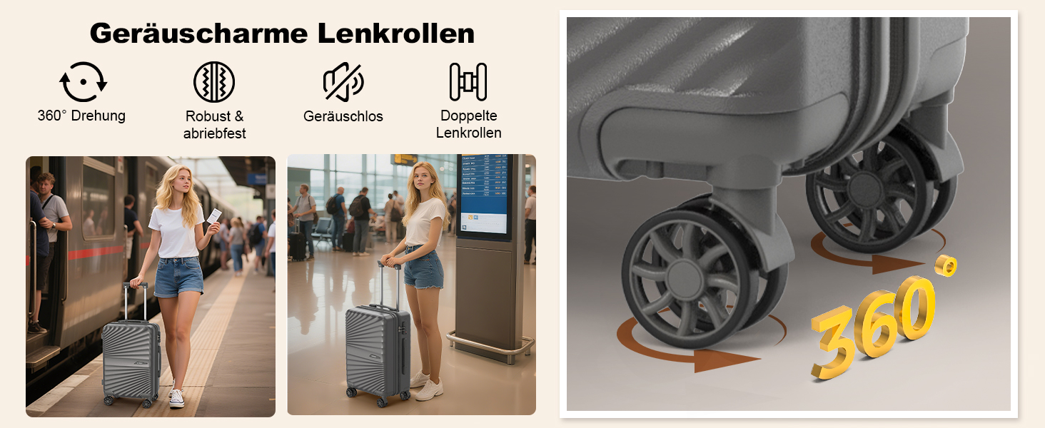 Набір валіз Joyway 6 шт. з TSA-замком, 4 колеса та мультисумка, зелений (сірий)