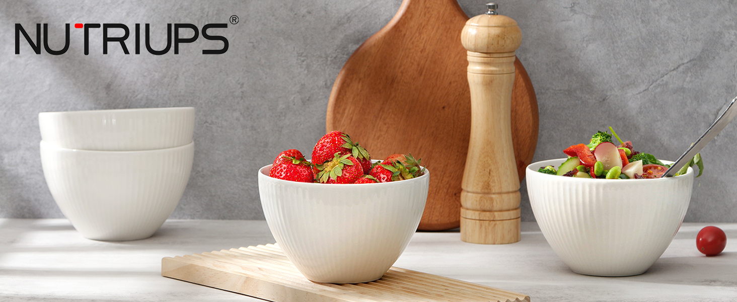Набір мисок NUTRIUPS 4 шт. для мюслі, супу, салату, десерту, 750 мл, кераміка, підходить для мікрохвильової печі та духовки