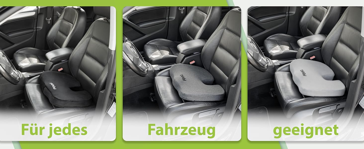 Подушка ортопедична автомобільна Feela® (Medium) – підтримка спини та куприка, 3 ступені жорсткості, чорна (60-80 кг)
