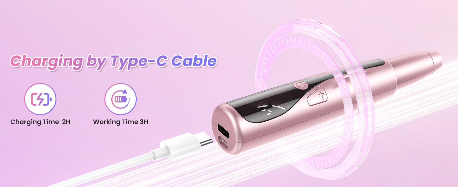 Бездротовий набір для манікюру Nagelfräser з мультифункціональною зарядкою, професійна електрична фрезер для гелевих нігтів, рожево-золотий