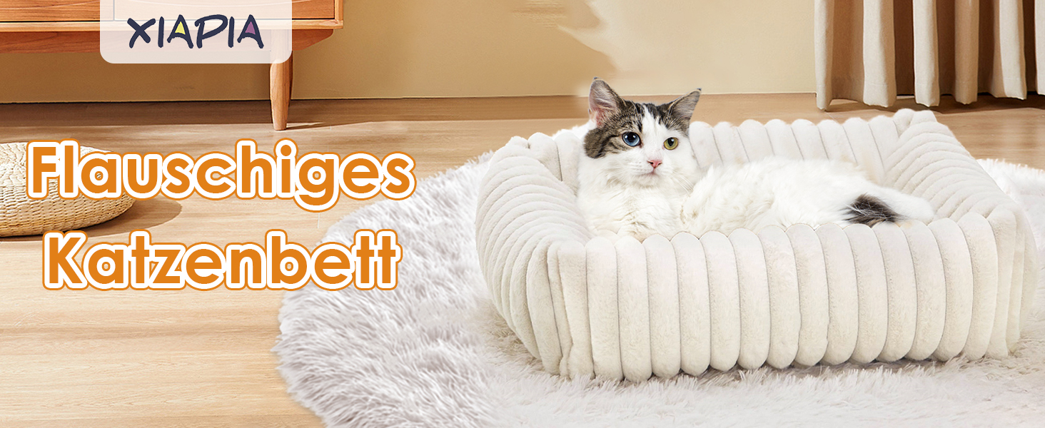 Килимок-ліжко для котів XIAPIA, м'який, 58x20 см, білий, з ортопедичним дном