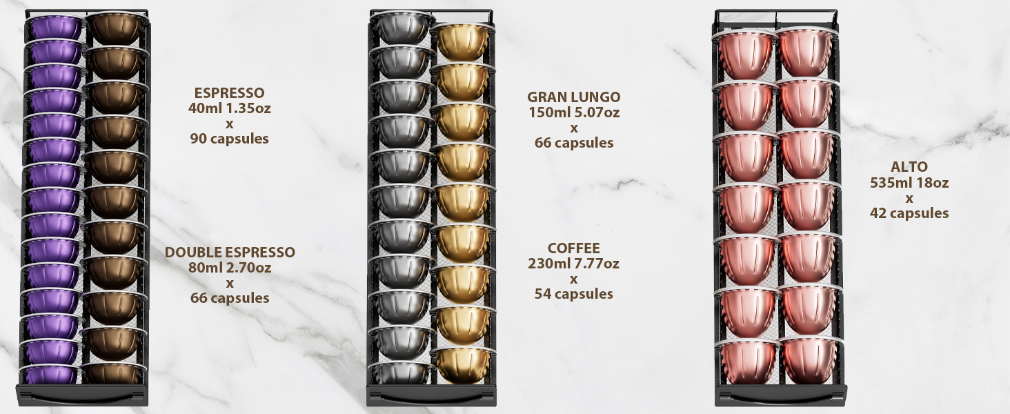 Тримач для капсул кави Nespresso Vertuo та Dolce Gusto на 50 капсул, металевий, чорний