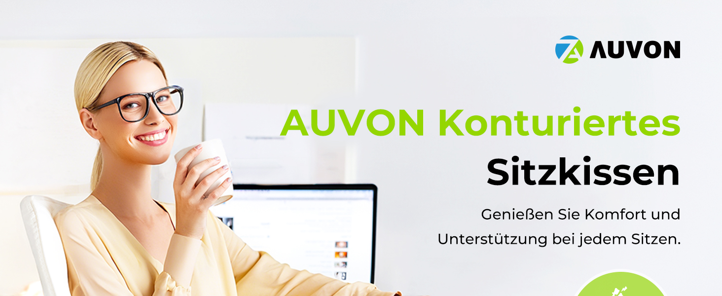 Ортопедична подушка для сидіння AUVON Kontur: для спини, куприка, ішіасу. Ергономічна подушка для офісу, авто, дому. З піною з пам'яті.