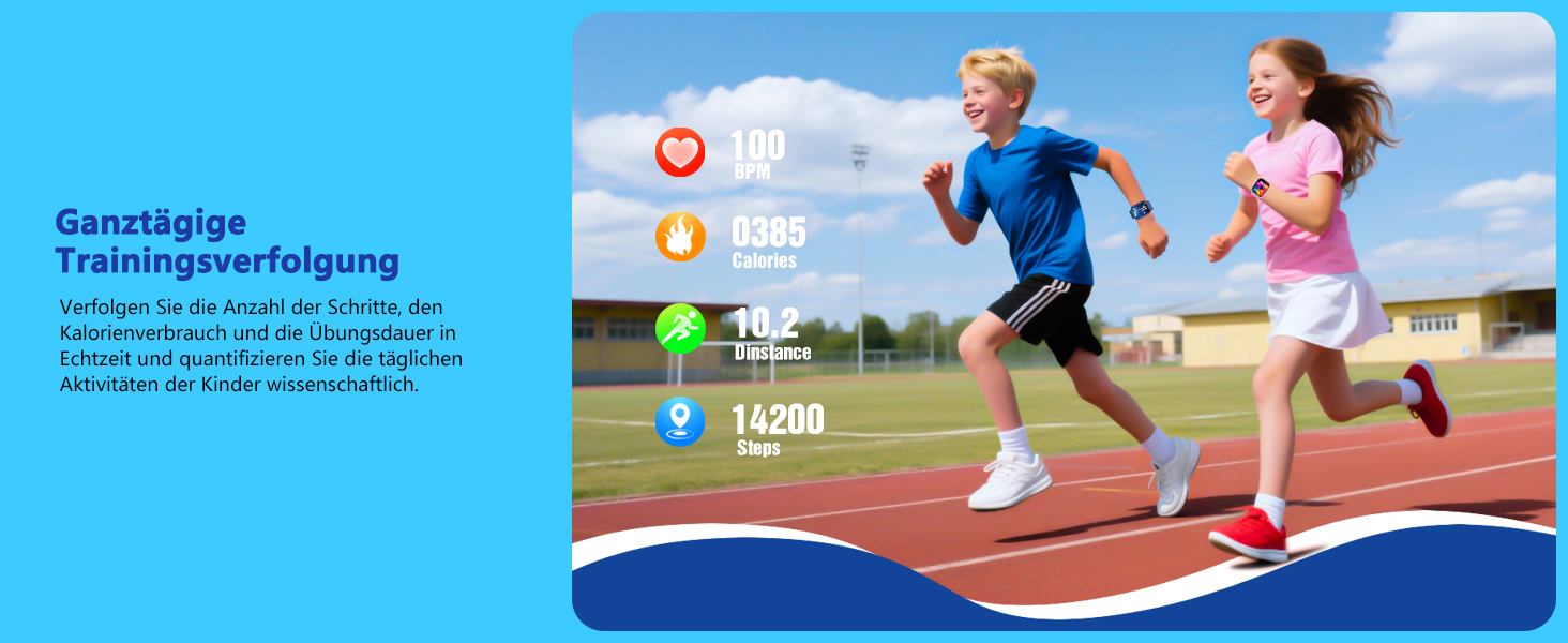 Дитячий розумний годинник Kinder Smartwatch для дівчаток та хлопчиків, водонепроникний (IP68), фітнес-трекер з пульсометром, монітором сну, іграми-пазлами та додатком, подарунок для підлітків 6+ (блакитний)