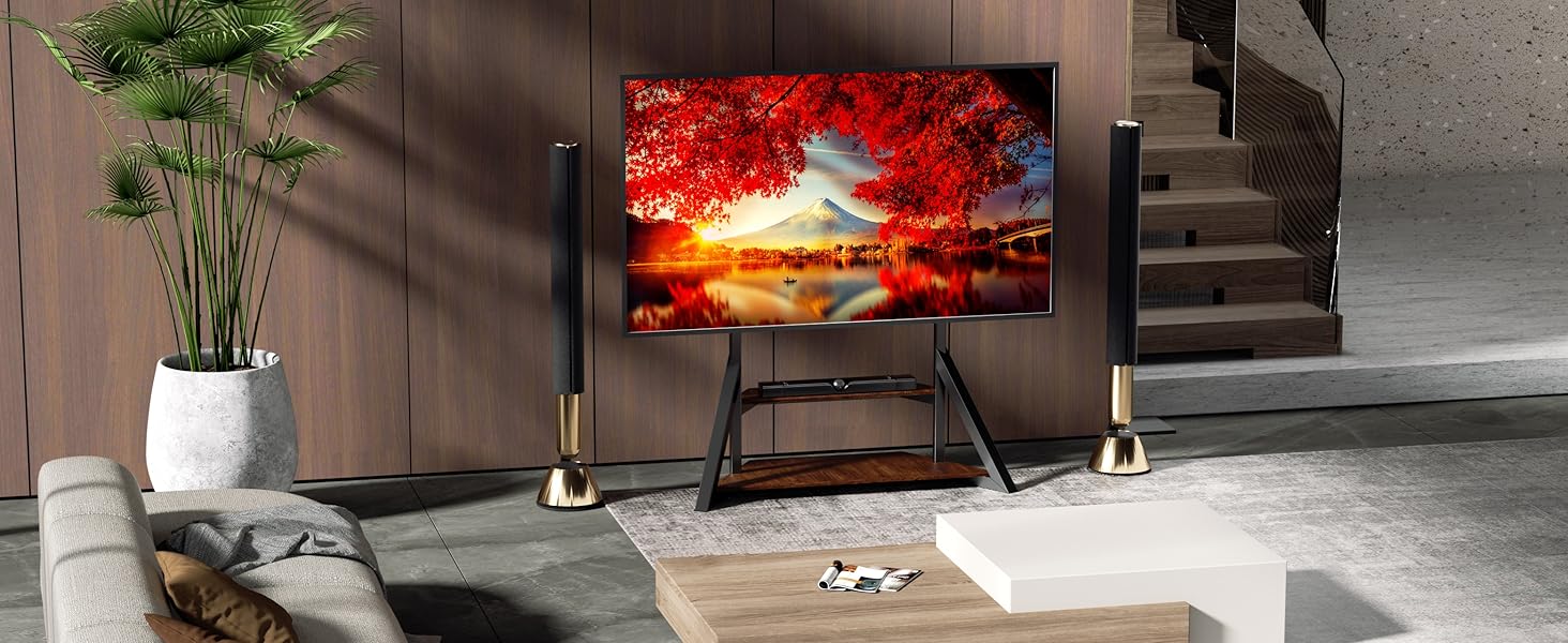 Підставка для телевізора UNHO, регульована по висоті, універсальна, чорна, VESA 800x600, до 100 кг, 65-100 дюймів